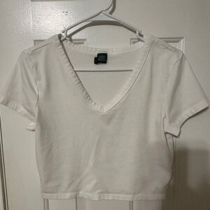Wild Fable White V-Neck Crop Top